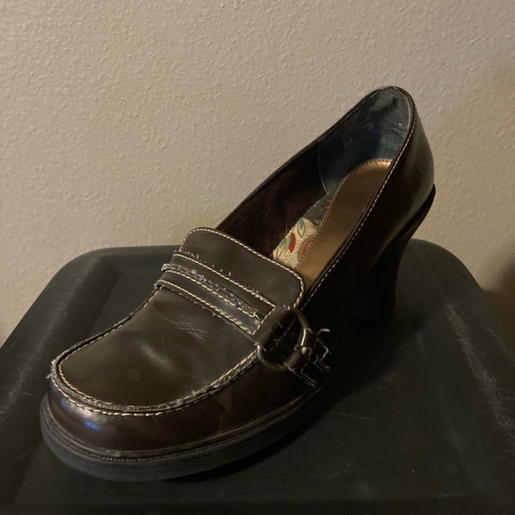 Vintage Y2K Mudd Brown Loafer Platform Heels Chunky Block Heel Size 9 - Picture 1 of 4